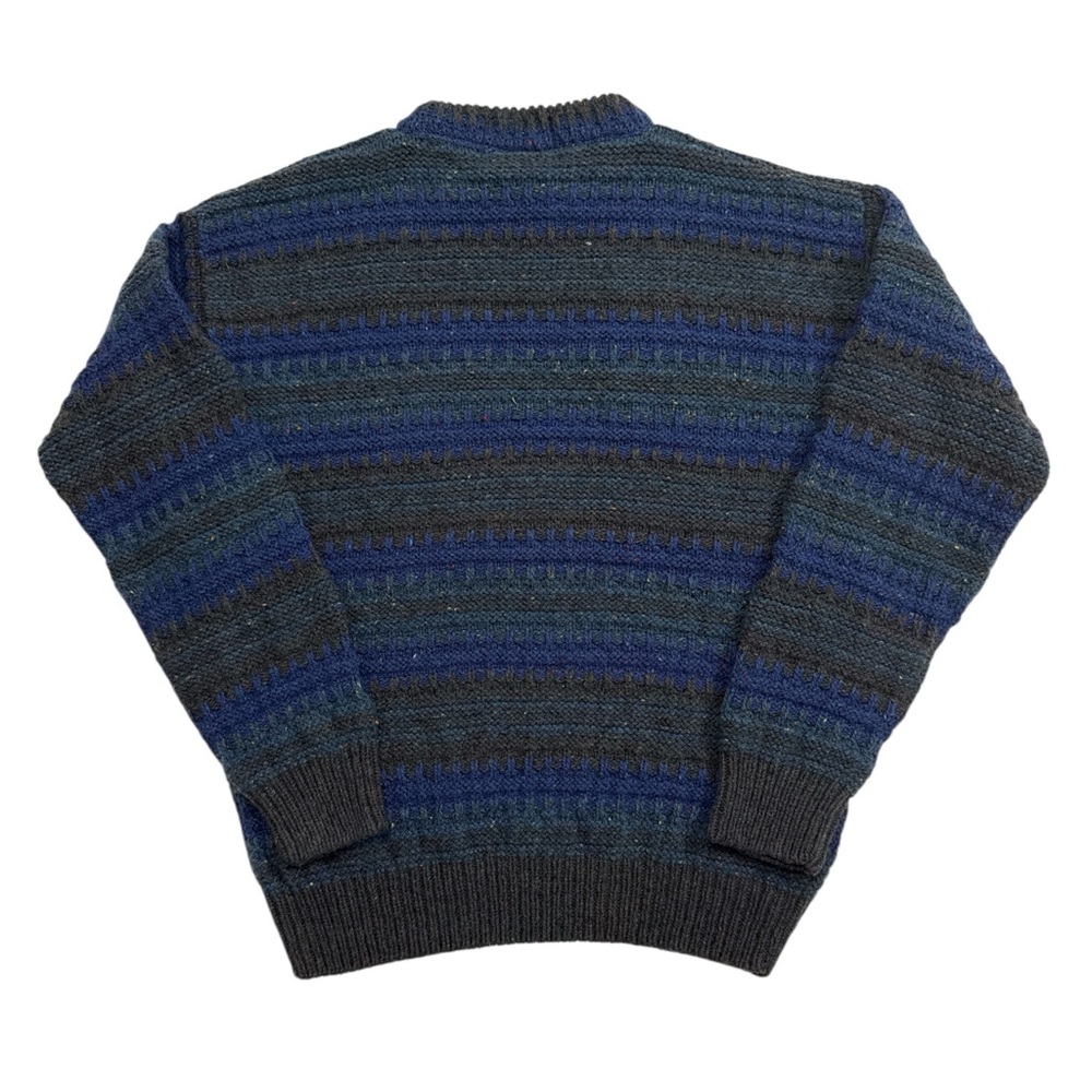 Skye Knitwear Striped Crewneck Sweater -‎ Blue and Black Wool/Silk Men’s Medium - Picture 3 of 7